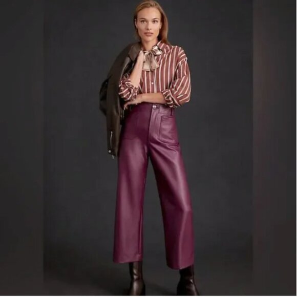 Maeve Pants - NWT MAEVE Anthropologie Colette Faux Leather Crop Wide Leg Pants in Violet | 16W